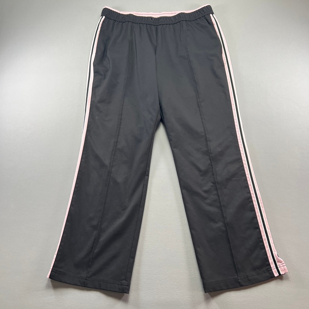 Made For Life Track Pants Womens L Black Striped Straight Leg Athleisure Running